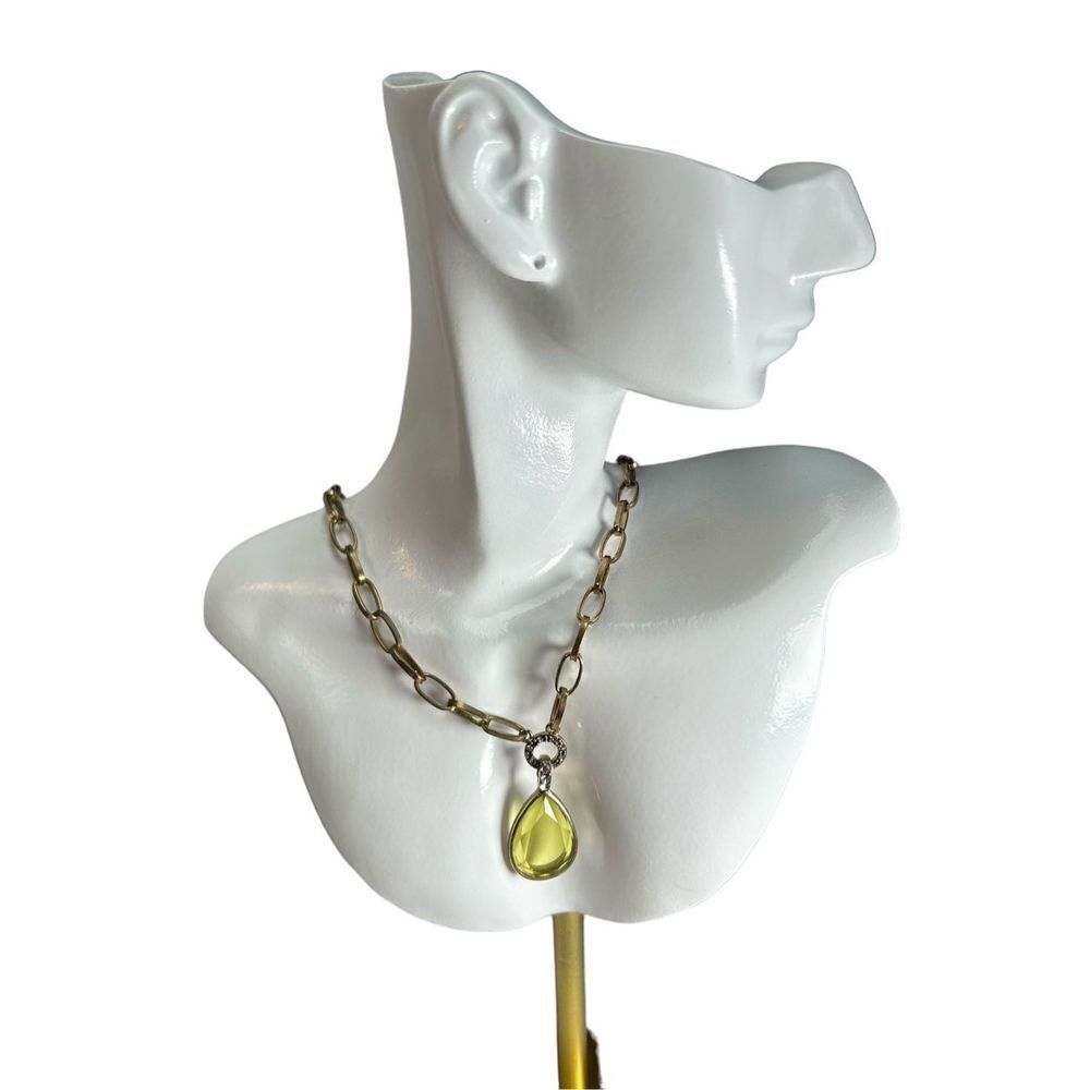 CH signed August yellow birthstone y shaped necklace on gold toned chain